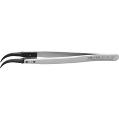 Tweezers; Tweezer Type: Fine Point; Pattern: Smooth Pointed Tip and Serrated Bent Tip; Material: Stainless Steel; Tip Type: Pointed, Angled; Tip Shape: Pointed; Overall Length (Inch): 5-1/4; Grip Style: Smooth