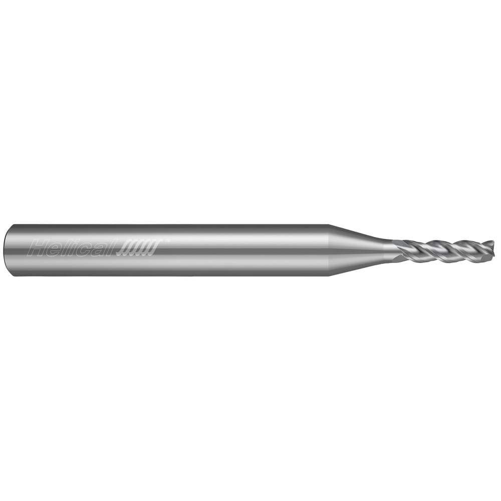 Corner Radius End Mill: 1/8" Dia, 3/8" LOC, 0.0100" Radius, 3 Flute, Solid Carbide