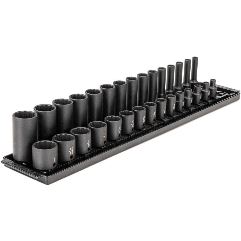 Deep Standard Ratchet&Socket Set Socket Set: 30 Pc, 0.25 to 1" Socket