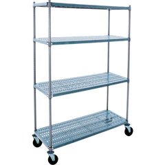 Wire Shelving; Shelving Type: Mobile Upright with Polymer Mat; Shelf Type: Adjustable; Adjustment Type: Split Sleeve; Shelf Capacity: 800; Mobility: Mobile; Depth (Inch): 18; Height (Inch): 74; Width (Inch): 48; Wire Shelving Material: Steel