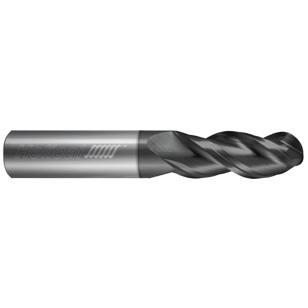 Ball End Mill: 1/8" Dia, 5/8" LOC, 3 Flute, Solid Carbide