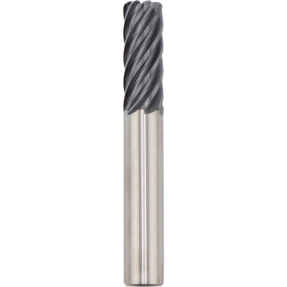 Corner Radius End Mill: 16.00 mm Dia, 64.00 mm LOC, 1.00 mm Radius, 7 Flute, Solid Carbide