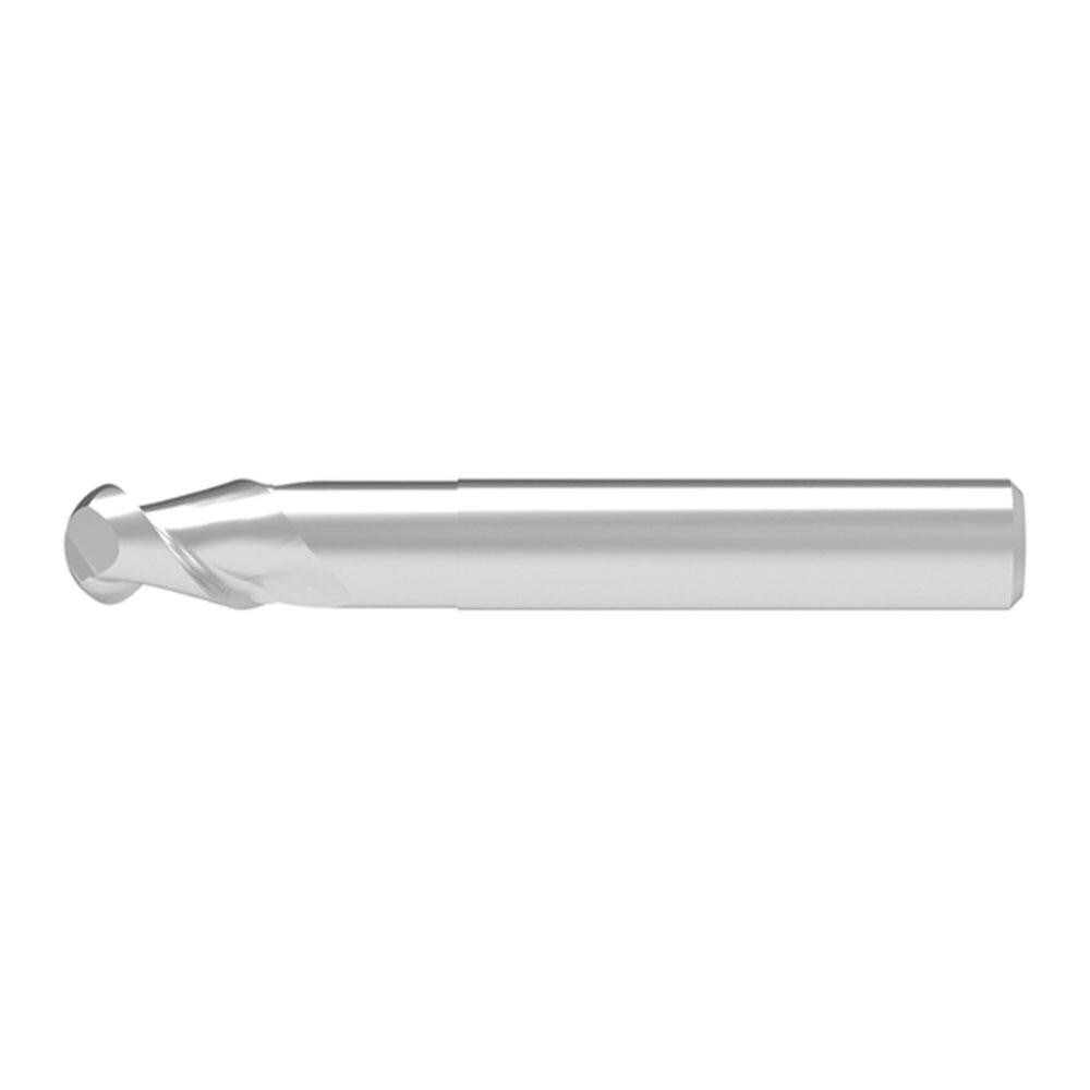 Ball End Mill: 16.00 mm Dia, 25.00 mm LOC, 2 Flute, Solid Carbide