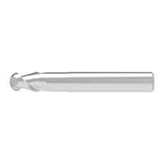 Ball End Mill: 16.00 mm Dia, 25.00 mm LOC, 2 Flute, Solid Carbide