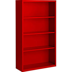 Bookcases; Overall Height: 60; Overall Width: 36; Overall Depth: 13; Material: Steel; Color: Signal Red; Shelf Weight Capacity: 160