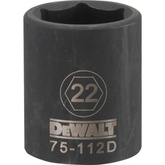 Impact Socket: 1/2" Drive, 22 mm Socket, Hex Drive