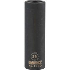 Impact Socket: 1/2" Drive, 15 mm Socket, Hex Drive