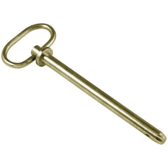 Hitch Pins; Pin Type: Pin Lock; Pin Diameter: 0.5000; Overall Length: 6.50; Usable Length: 5.75 in; Material: Carbon Steel; Material Grade: 1035, 1045; Finish: Zinc Yellow; Hole Size: 0.198, 0.213