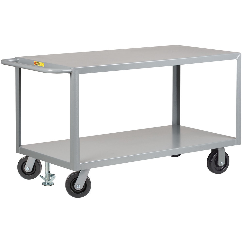 Heavy-Duty Shelf Utility Cart: 53-1/2" Long, 30" Wide, Steel, 3600 lb Capacity, Gray