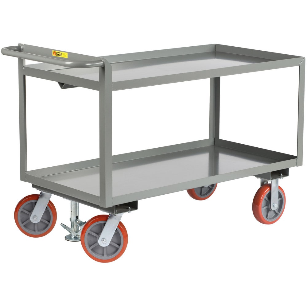 Merchandise Collectors Utility Cart: 42" Long, 24" Wide, Steel, 3600 lb Capacity, Gray