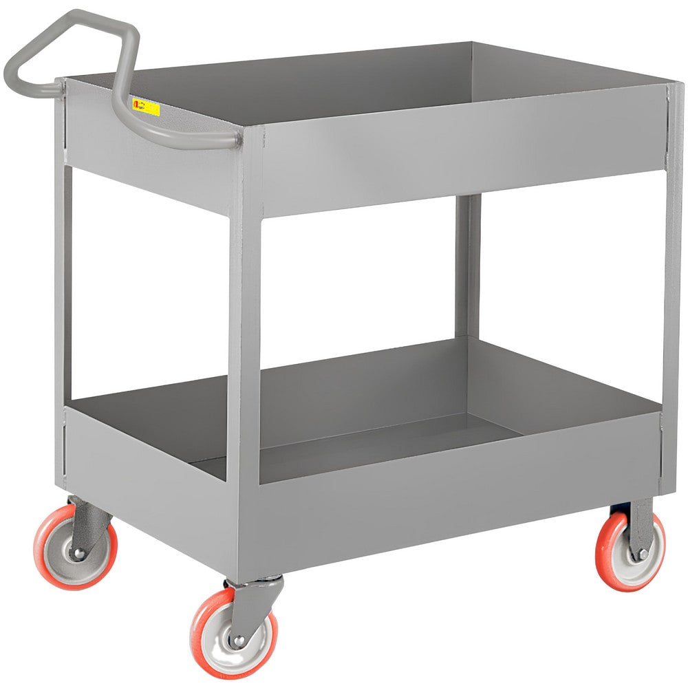 Shelf Utility Cart: 54" Long, 24" Wide, Steel, 1200 lb Capacity, Gray