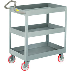 Shelf Utility Cart: 53-1/2" Long, 24" Wide, Steel, 1200 lb Capacity, Gray