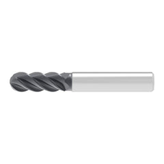 Ball End Mill: 8.00 mm Dia, 19.00 mm LOC, 4 Flute, Solid Carbide