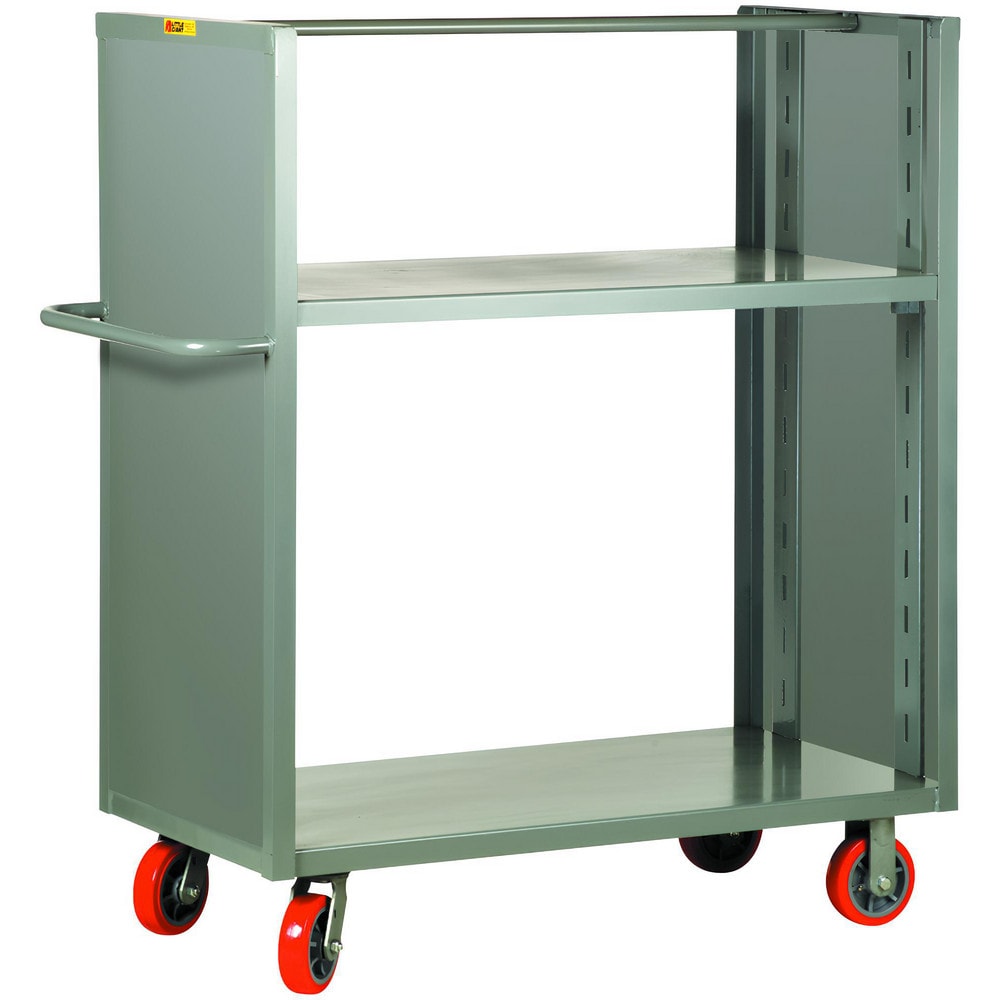 2-Sided Adjustable Shelf Utility Cart: 65-1/2" Long, 30" Wide, Steel, 3600 lb Capacity, Gray