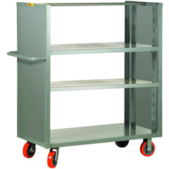 2-Sided Adjustable Shelf Utility Cart: 65-1/2" Long, 30" Wide, Steel, 3600 lb Capacity, Gray