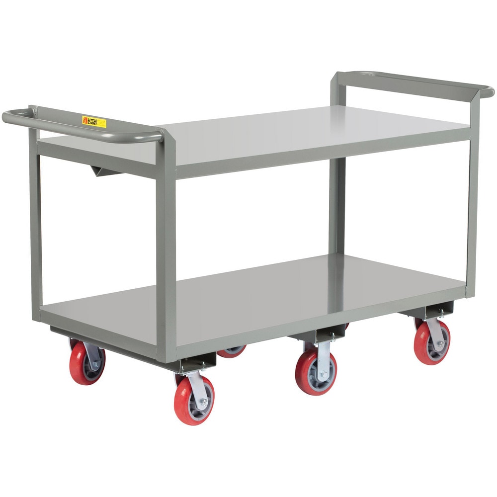 Double Handled Heavy-Duty Shelf Utility Cart: 47" Long, 24" Wide, Steel, 3600 lb Capacity, Gray