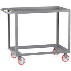 Open Base Shelf Utility Cart: 41-1/2" Long, 24" Wide, Steel, 1200 lb Capacity, Gray