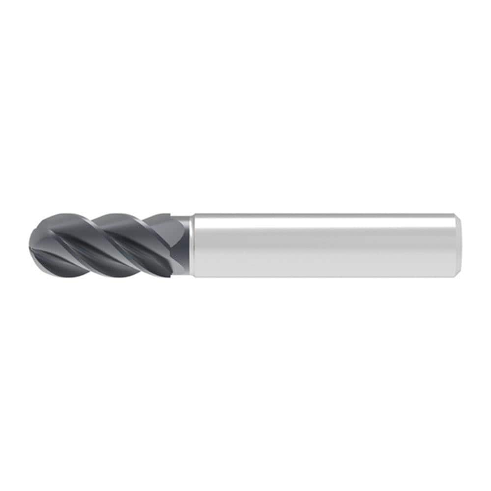 Ball End Mill: 3.00 mm Dia, 5.00 mm LOC, 3 Flute, Solid Carbide