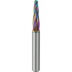 Tapered End Mill: 4 deg Angle per Side, 4.00 mm Small Dia, 30.00 mm LOC, 4 Flute, Ball End