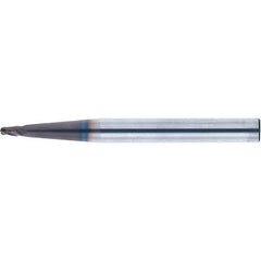 Tapered End Mill: 5 deg Angle per Side, 1.00 mm Small Dia, 3.00 mm LOC, 4 Flute, Ball End