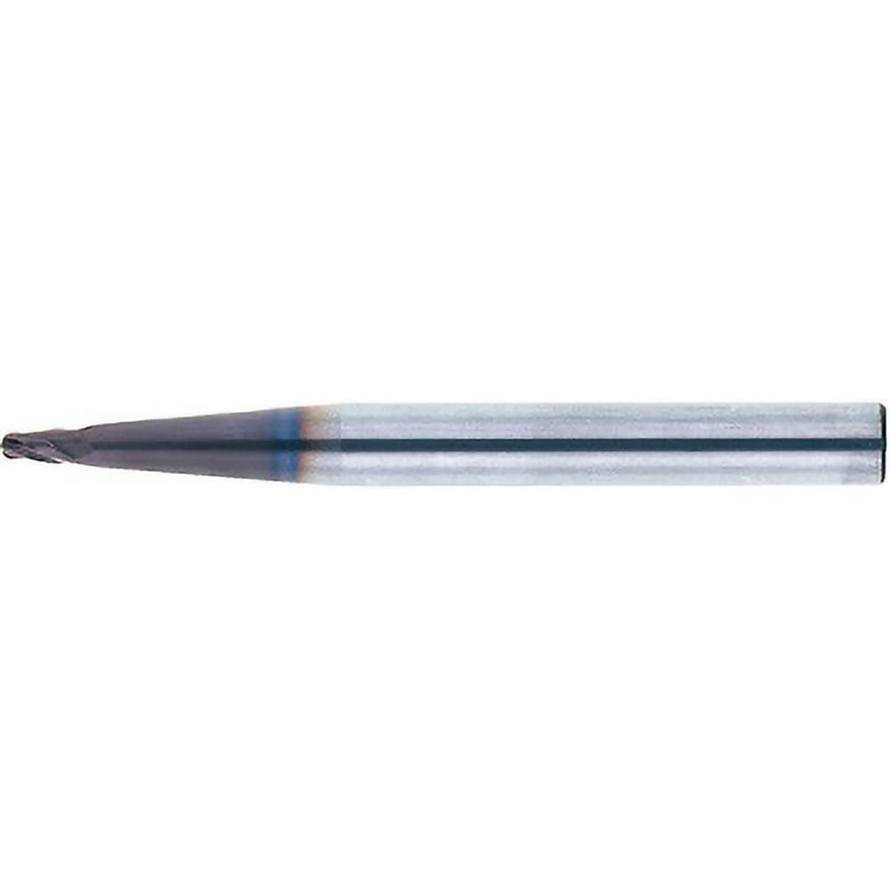 Tapered End Mill: 1.5 deg Angle per Side, 2.00 mm Small Dia, 4.00 mm LOC, 4 Flute, Ball End