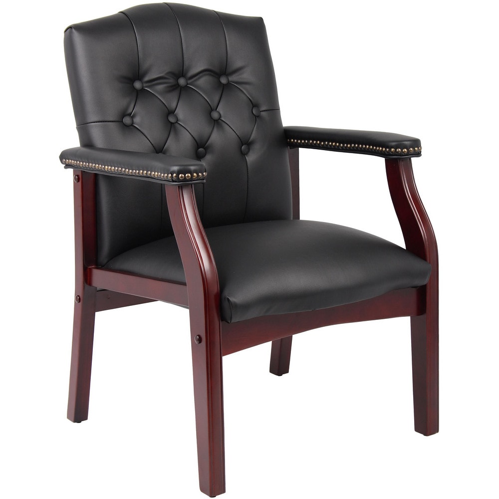 Traditional Oxblood Guest Chair: 35-1/2" High, 24-1/2" Wide, 27" Deep