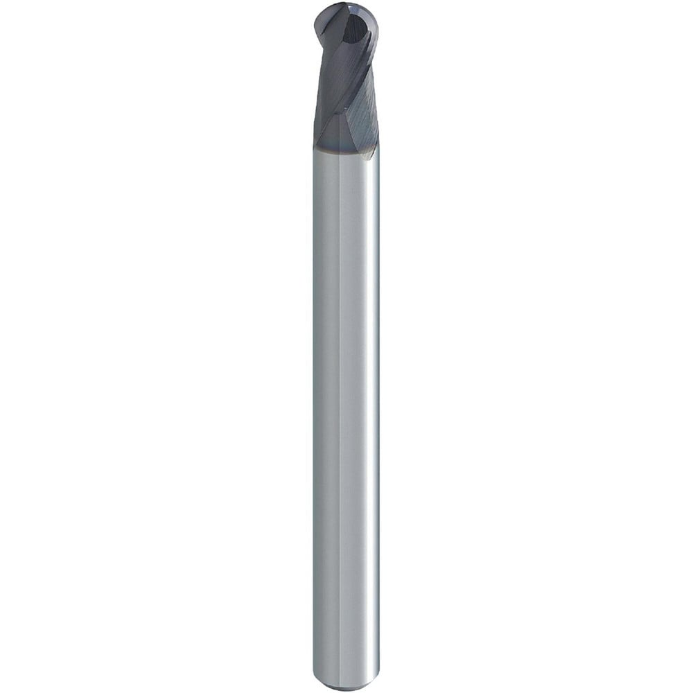 Ball End Mill: 0.80 mm Dia, 1.20 mm LOC, 2 Flute, Solid Carbide