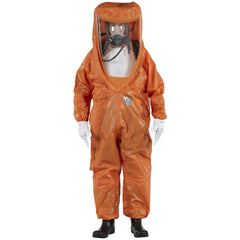 Encapsulated Suits:  Medium,  Orange,  Multi-Layer Non-Woven Barrier Laminate Fabric,  N/AClosure,  Taped & Welt,  Yes