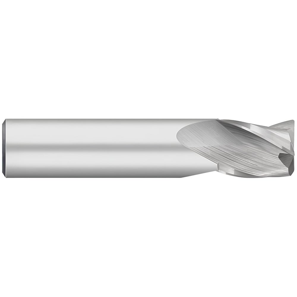 Corner Radius End Mill: 3/8" Dia, 5/8" LOC, 0.1250" Radius, 3 Flute, Solid Carbide