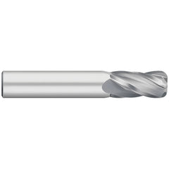 Corner Radius End Mill: 1/4" Dia, 3/4" LOC, 0.0100" Radius, 4 Flute, Solid Carbide