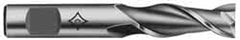 Square End Mill: 1/2" Dia, 1-1/4" LOC, 2 Flute, High Speed Steel