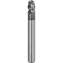 Ball End Mill: 1/4" Dia, 3/8" LOC, 4 Flute, Solid Carbide