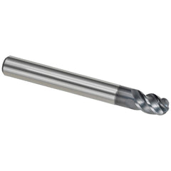 Ball End Mill: 1/4" Dia, 3/8" LOC, 4 Flute, Solid Carbide