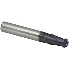 Ball End Mill: 12.00 mm Dia, 22.00 mm LOC, 2 Flute, Solid Carbide