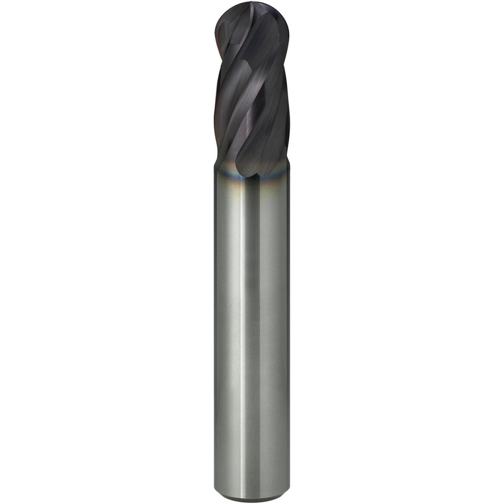 Ball End Mill: 8.00 mm Dia, 14.00 mm LOC, 4 Flute, Solid Carbide