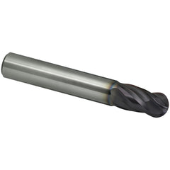 Ball End Mill: 2.00 mm Dia, 2.00 mm LOC, 4 Flute, Solid Carbide