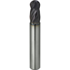 Ball End Mill: 10.00 mm Dia, 18.00 mm LOC, 4 Flute, Solid Carbide