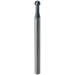 Ball End Mill: 1.30 mm Dia, 1.14 mm LOC, 4 Flute, Solid Carbide