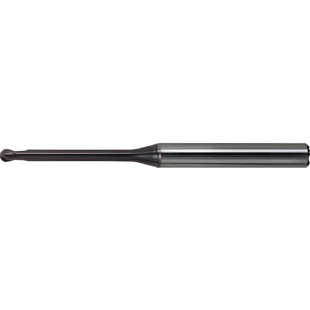 Ball End Mill: 0.80 mm Dia, 0.64 mm LOC, 2 Flute, Solid Carbide