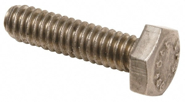 Hex Head Cap Screw: 1/4-28, 5/8" Length Under Head, Grade 18-8 Stainless Steel, Bright/Uncoated Finish