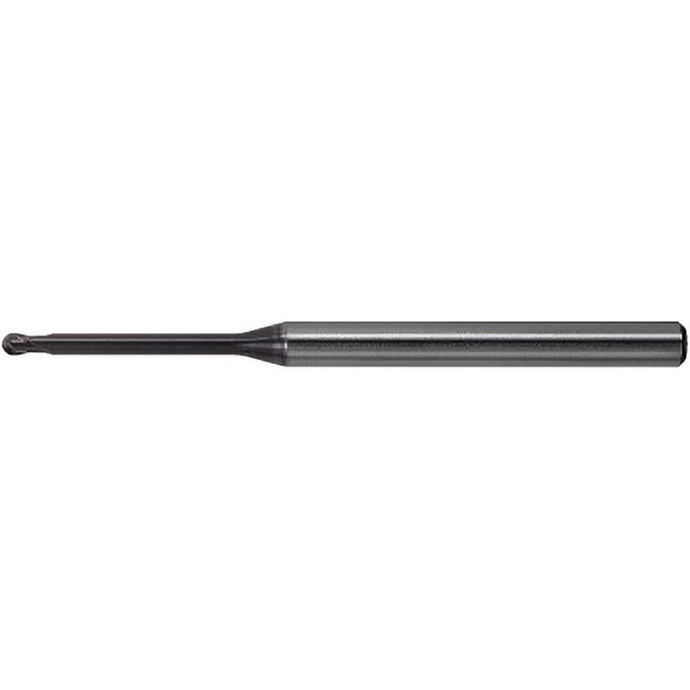 Ball End Mill: 4.00 mm Dia, 3.20 mm LOC, 2 Flute, Solid Carbide