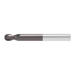 Ball End Mill: 2.00 mm Dia, 2.00 mm LOC, 2 Flute, Solid Carbide