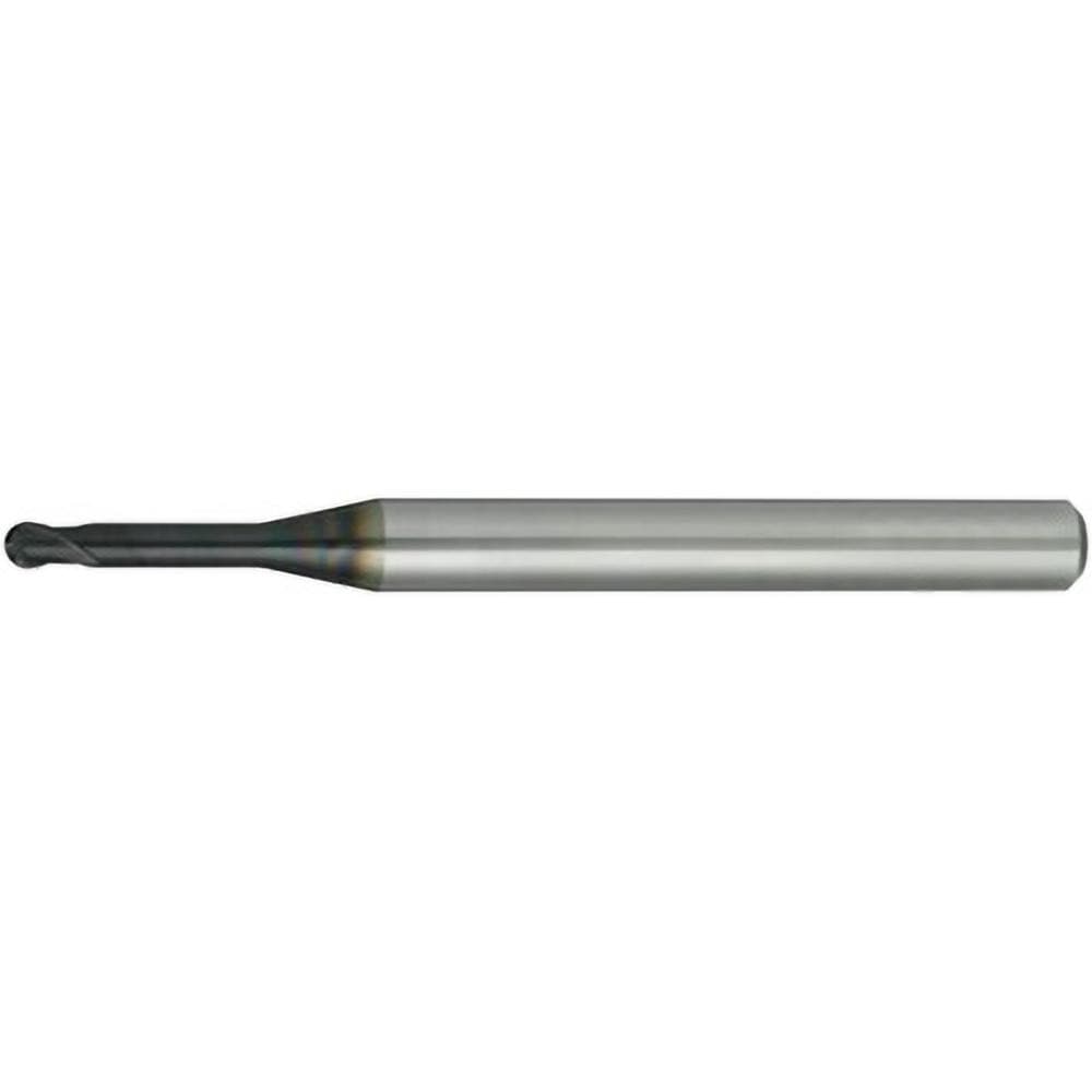 Ball End Mill: 1.50 mm Dia, 1.10 mm LOC, 2 Flute, Solid Carbide