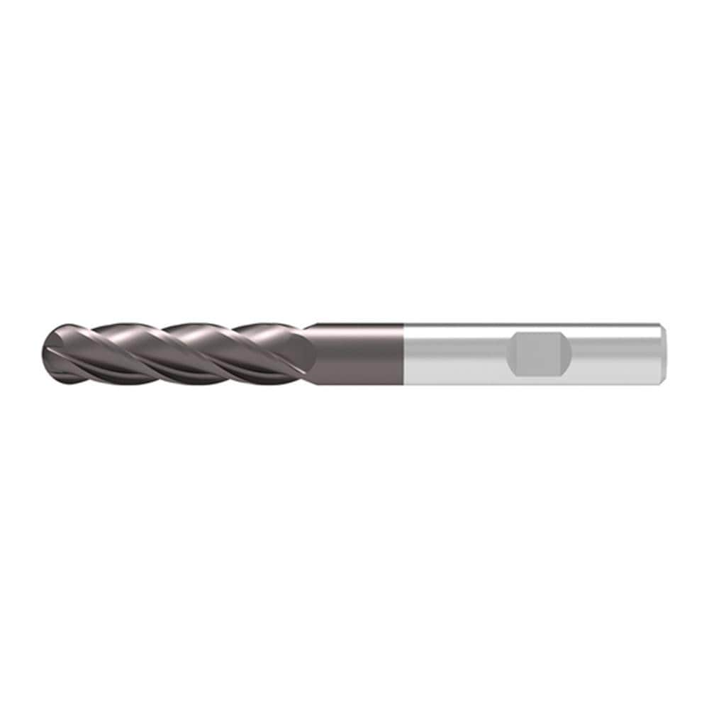 Ball End Mill: 10.00 mm Dia, 40.00 mm LOC, 4 Flute, Solid Carbide