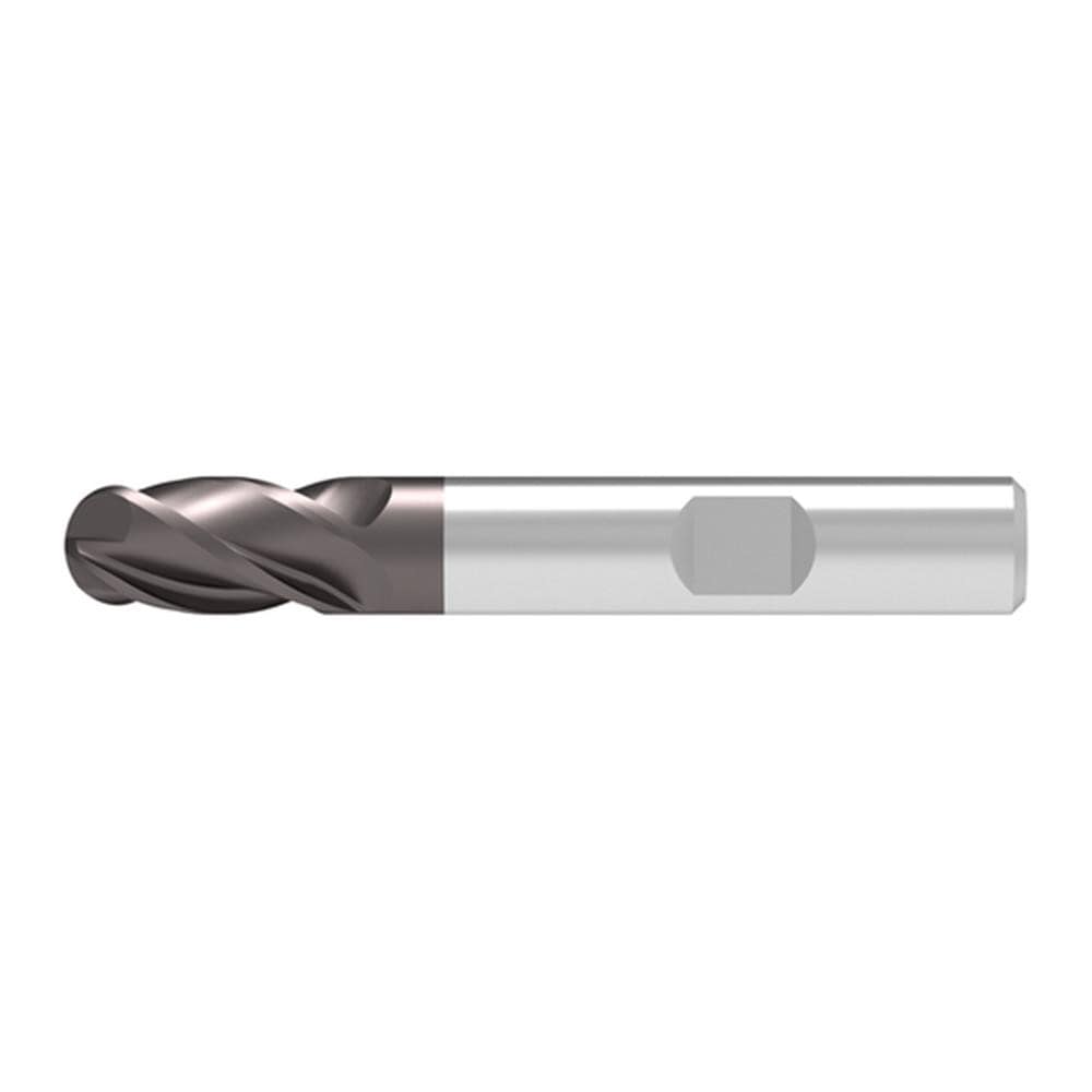 Ball End Mill: 8.00 mm Dia, 19.00 mm LOC, 4 Flute, Solid Carbide