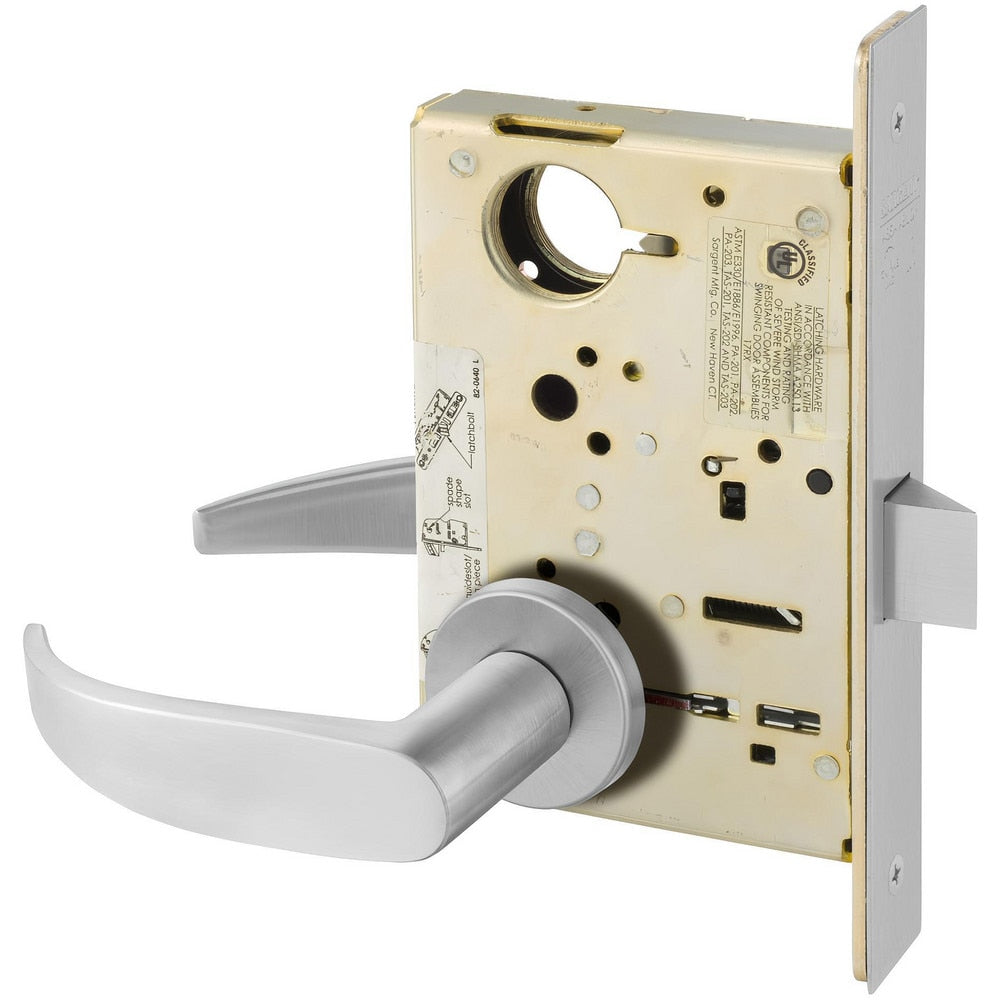 Lever Locksets; Lockset Type: Grade 1 Passage Mortise Lock; Key Type: Keyless; Back Set: 2-3/4; Cylinder Type: Keyless; Material: Cold Rolled Steel; Door Thickness: 1-3/4; Finish: Satin Chrome