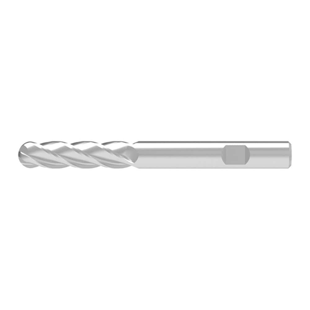 Ball End Mill: 8.00 mm Dia, 40.00 mm LOC, 4 Flute, Solid Carbide