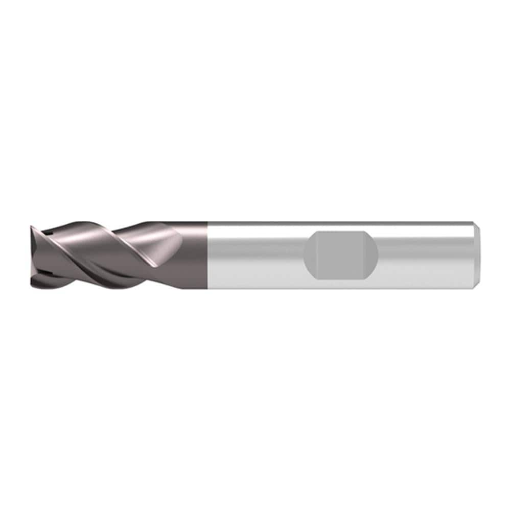 Corner Chamfer End Mill: 3.50 mm Dia, 6.00 mm LOC, 3 Flute, 0.15 mm Chamfer Width, Solid Carbide