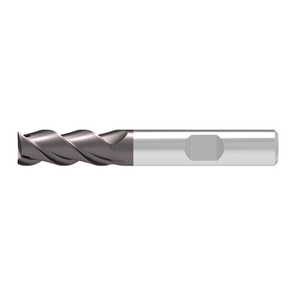 Corner Chamfer End Mill: 9.50 mm Dia, 22.00 mm LOC, 3 Flute, 0.15 mm Chamfer Width, Solid Carbide