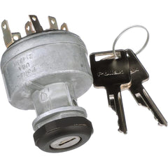 Automotive Switches; Switch Type: Ignition Switch-12v; Number Of Connections: 5; Contact Form: .25 Blade; Sequence: ACC-Off-On/ACC-Start; Amperage: 30; Voltage: 12; Color: Gray; Actuator Type: Key Manual